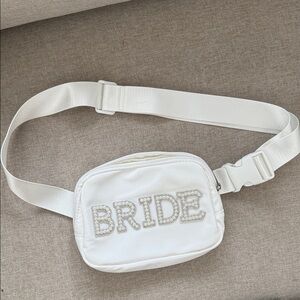 White 'BRIDE' Embellished Belt Bag